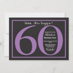 Invitation Surprise 60e anniversaire Purple and Black Chalkbo