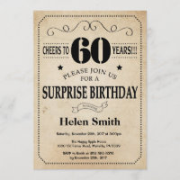 Surprise 60e anniversaire Rustic Vintage Retro