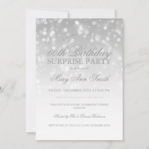 Invitation Surprise 60e anniversaire Silver Bokeh lumières ét