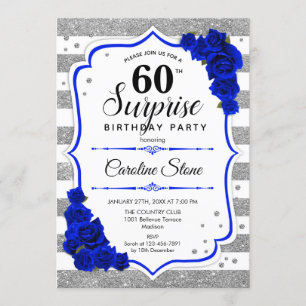 Invitation Surprise 60e anniversaire - Silver White Royal Blu