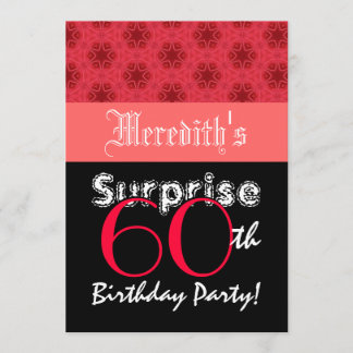 Invitation SURPRISE 60e anniversaire Stars rouge et noir L001