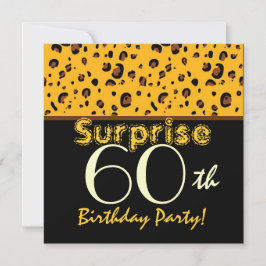 Invitation SURPRISE 60e anniversaire Trendy Gold Black Leopar