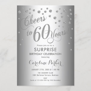 Invitation Surprise 60e fête d'anniversaire - Argent