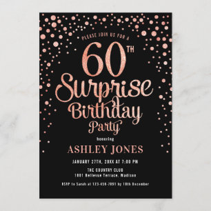 Invitation Surprise 60e fête d'anniversaire - Black & Rose Go