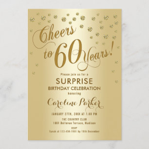 Invitation Surprise 60e fête d'anniversaire - Gold