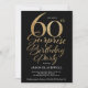 Invitation Surprise 60e fête d'anniversaire Noir & Or (Devant)