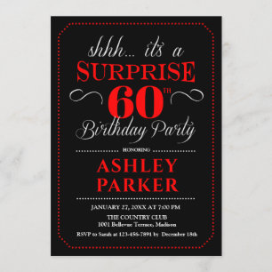 Invitation Surprise 60e fête d'anniversaire - Noir Rouge Blan