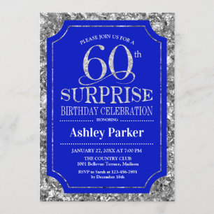 Invitation Surprise 60e fête d'anniversaire - Silver Royal Bl