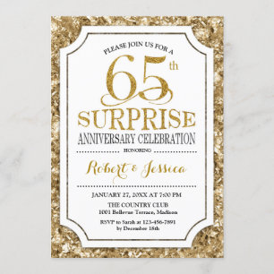 Invitation Surprise 65e anniversaire de mariage - Or blanc