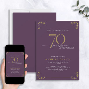 Invitation Surprise 70 & Fabuleux Anniversaire Purple & Or