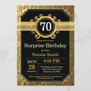 Invitation surprise 70e anniversaire Black and Gol