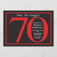 Surprise 70e anniversaire Chalkboard rouge et noir