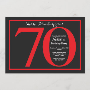 Invitation Surprise 70e anniversaire Chalkboard rouge et noir