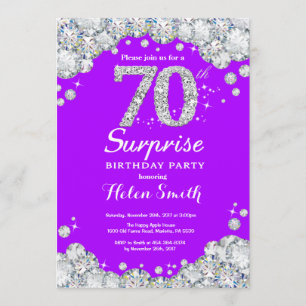 Invitation Surprise 70e anniversaire Diamant mauve et argent