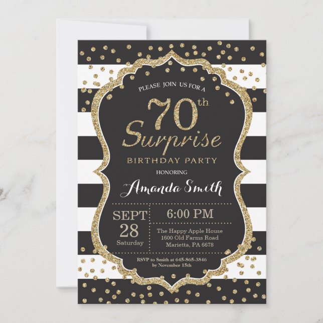 Invitation surprise 70e anniversaire. Gailleur d'o (Devant)