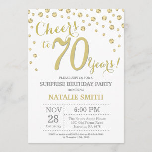 Invitation Surprise 70e anniversaire Gold Parties scintillant