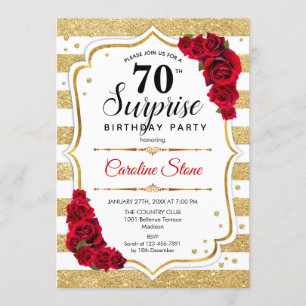 Invitation Surprise 70e anniversaire - Gold White Red