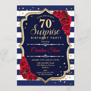 Invitation Surprise 70e anniversaire - Marine Blanc Rouge