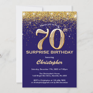 Invitation Surprise 70e anniversaire Marine Blue and Gold Par