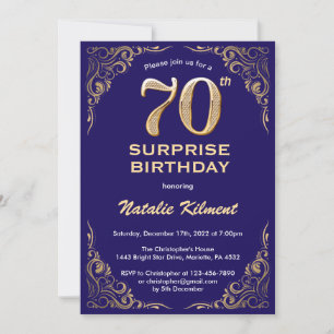 Invitation Surprise 70e anniversaire Marine Blue and Gold Par