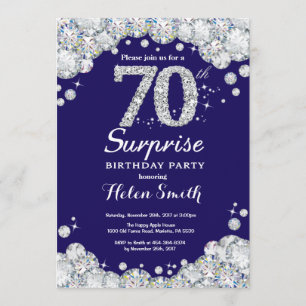 Invitation Surprise 70e anniversaire Marine Blue Silver Diamo