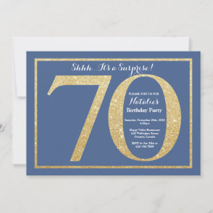 Invitation Surprise 70e anniversaire Parties scintillant bleu