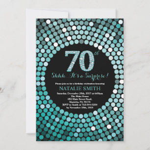 Invitation Surprise 70e anniversaire Parties scintillant noir