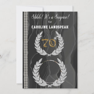 Invitation Surprise 70e anniversaire photo, or, perles et soi