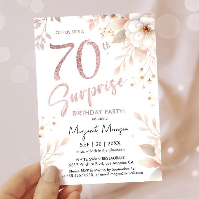 Invitation Surprise 70e anniversaire Rose de fête Gold Girl F (Créateur téléchargé)