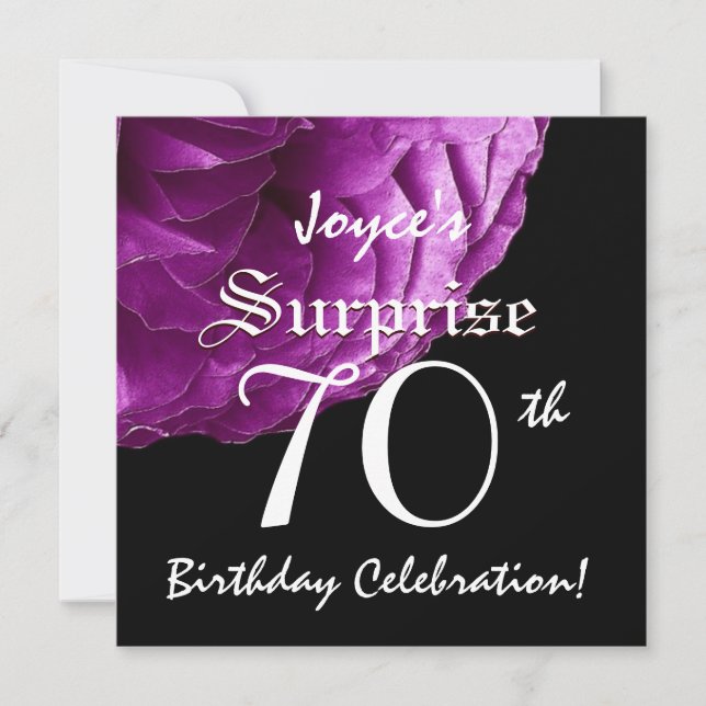 Invitation SURPRISE 70e anniversaire Rose violet W067 (Devant)