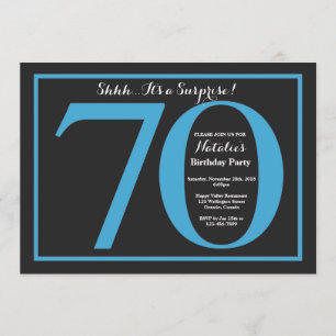 Invitation Surprise 70e anniversaire Tableau noir et bleu