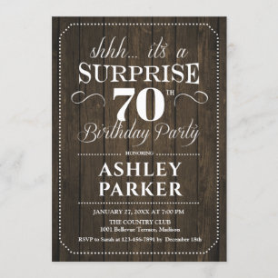 Invitation Surprise 70e fête d'anniversaire - Bois rustique
