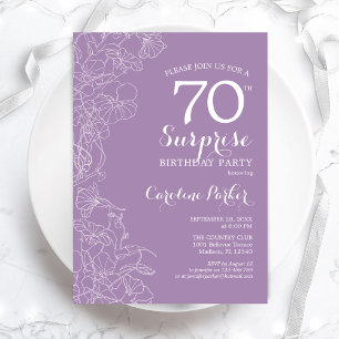 Invitation Surprise 70e fête d'anniversaire - Floral violet