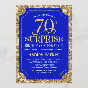 Invitation Surprise 70e fête d'anniversaire - Gold Royal Blue
