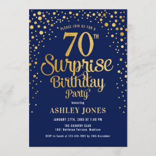 Invitation Surprise 70e fête d'anniversaire - Marine & Gold
