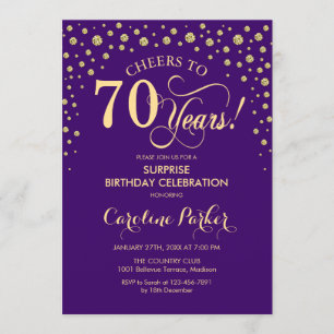 Invitation Surprise 70e fête d'anniversaire - Purple Gold