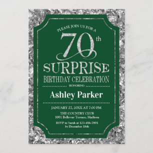 Invitation Surprise 70e fête d'anniversaire - Silver Green