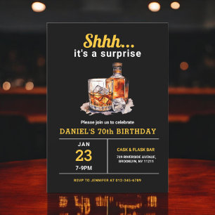 Invitation Surprise 70e Whiskey Bourbon fête d'anniversaire