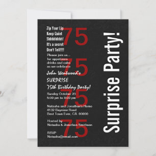 Invitation SURPRISE 75e anniversaire Black White Red v2