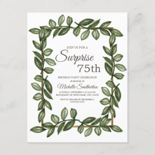 Invitation Surprise 75e anniversaire de naissance Feuilles ve