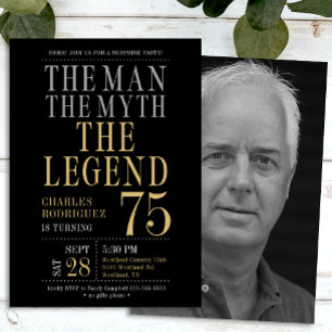 Invitation Surprise 75e anniversaire L'homme Le mythe La lége