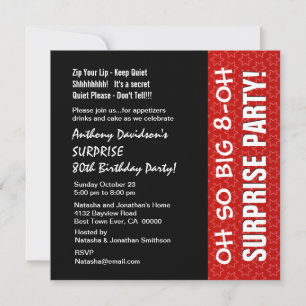 Invitation SURPRISE 80e année Anniversaire de la fête Red Sta