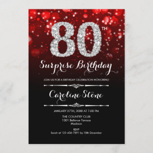 Invitation Surprise 80e anniversaire - Black Red Silver