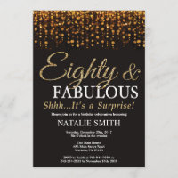 Surprise 80e anniversaire Eighty et Fabulous Gold