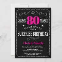 Surprise 80e anniversaire Hot rose et noir