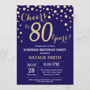 Invitation Surprise 80e anniversaire Marine Diamant bleu et o
