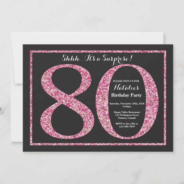 Invitation surprise 80e anniversaire Parties scint (Devant)