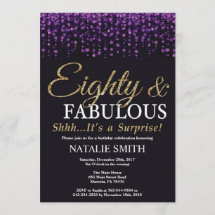 Invitation Surprise 80e anniversaire Parties scintillant viol