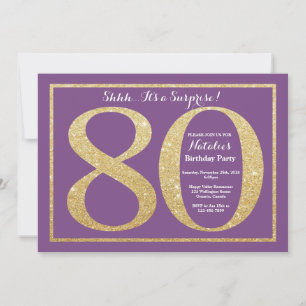 Invitation Surprise 80e anniversaire Parties scintillant viol