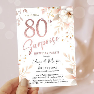 Invitation Surprise 80e anniversaire Rose de fête Gold Girl F